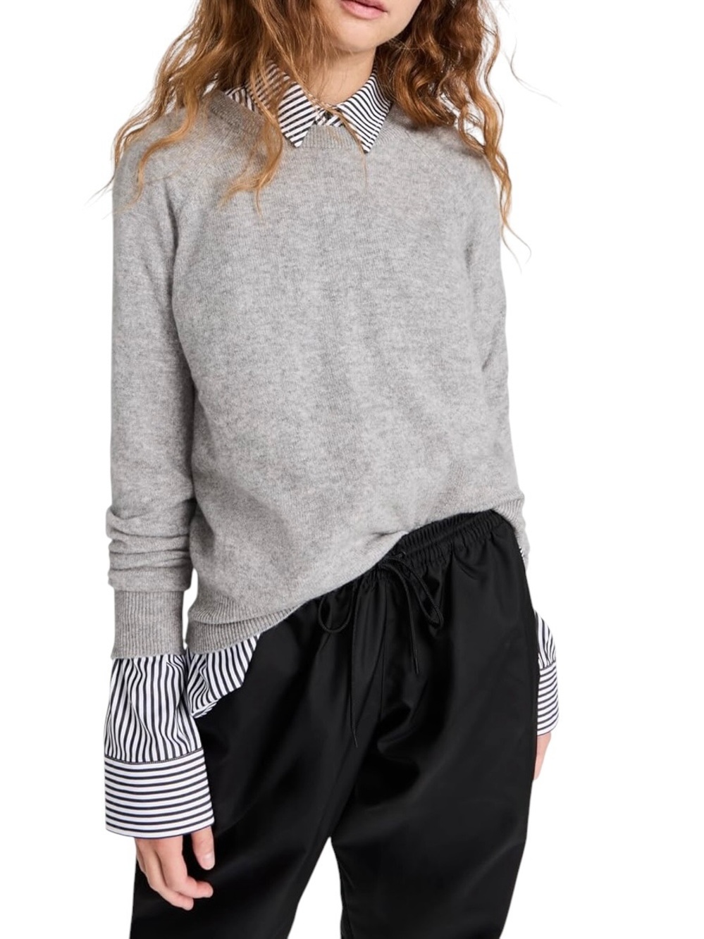White + Warren 100% Cashmere Crewneck Sweatshirt Sweater Gray Heather Medium M